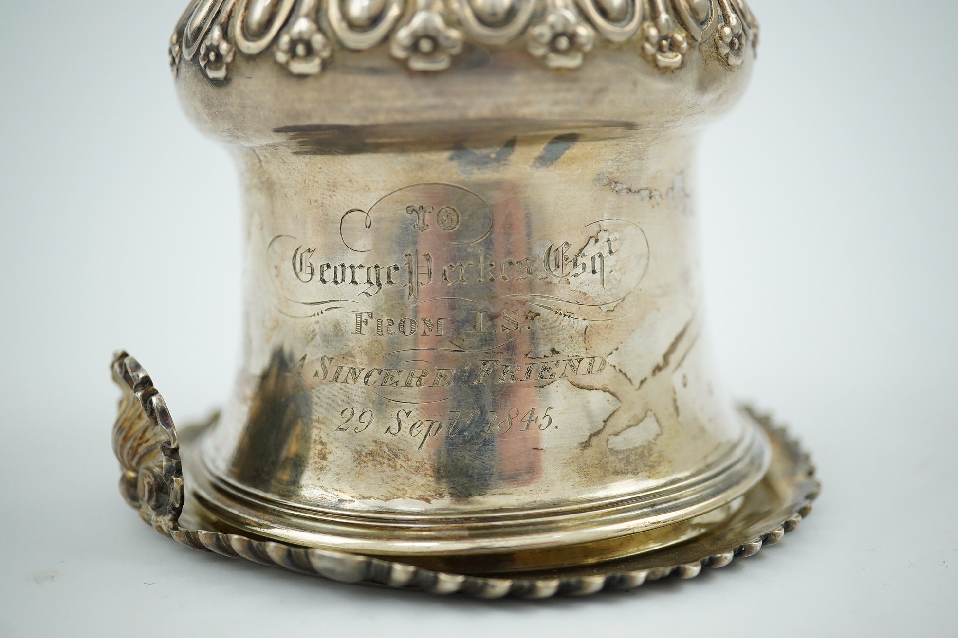 A William IV silver wine funnel, by The Barnards